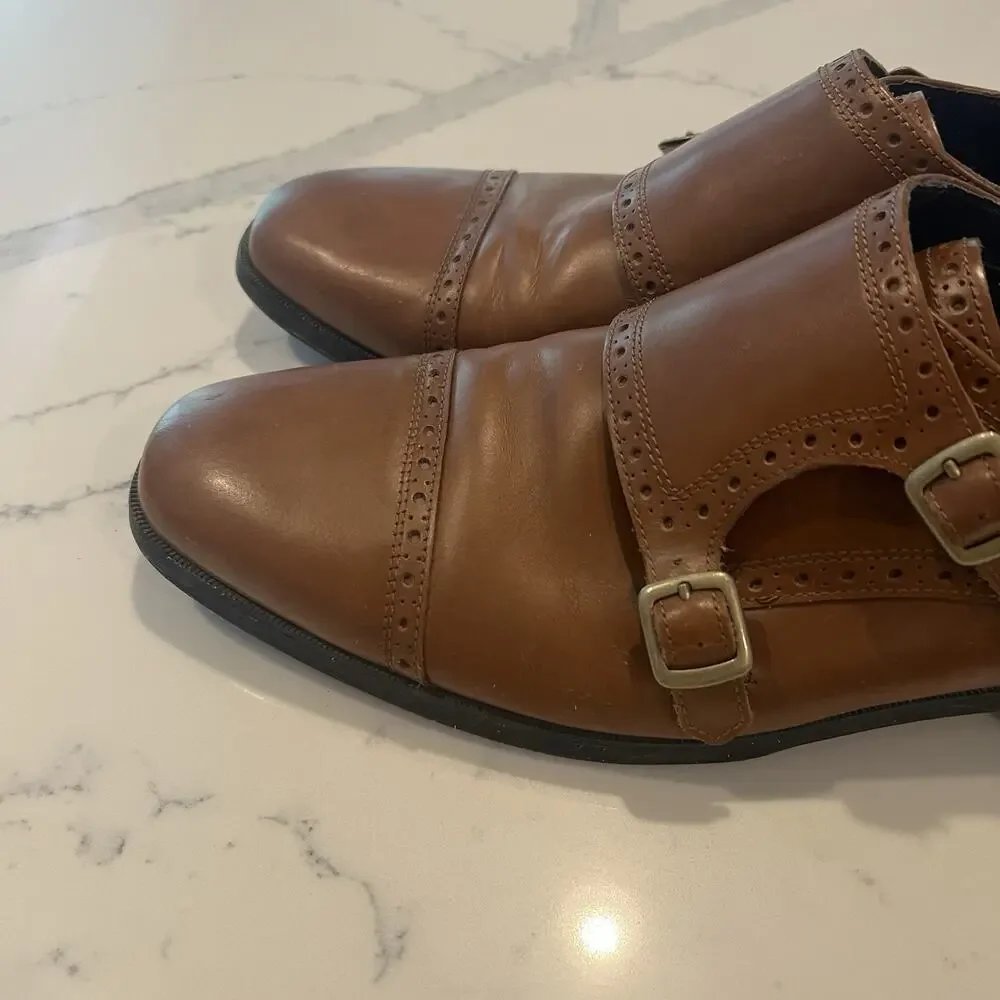 Cole Haan Grand OS Double Monk Strap Shoes Men’s Size 11.5 Brown Leather